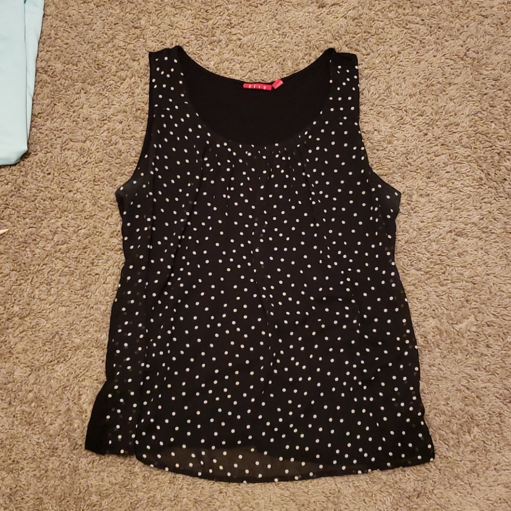 Elle Polka Dot Pleated Tank Top